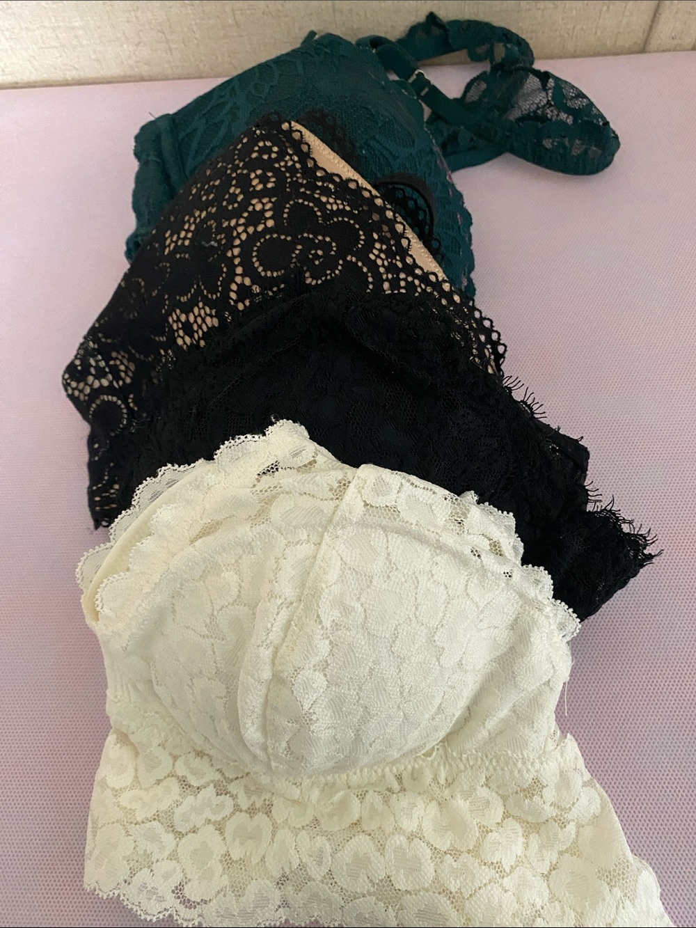 1) Victoria’s Secret Pink bras 3) aeríe my daughter never wore them.